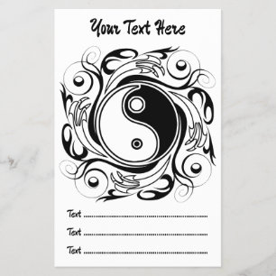 Prospectus 14 Cm X 21,6 Cm Symbole Yin & Yang style de tatouage noir et blanc