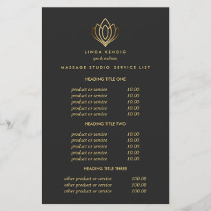 Prospectus 14 Cm X 21,6 Cm Tarifs et Prestations de Grey Gold Lotus Spa & Mas