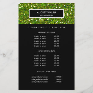 Prospectus 14 Cm X 21,6 Cm Tarifs et Prestations du Salon Deluxe Glittery Gre
