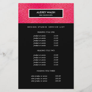 Prospectus 14 Cm X 21,6 Cm Tarifs et Prestations du Salon Raspberry Glitter B