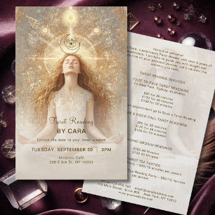 Prospectus 14 Cm X 21,6 Cm Tarot Mystique Femme Oeil Lune Or