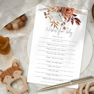Prospectus 14 Cm X 21,6 Cm Terracotta Florals Souhaits pour Baby shower Jeu