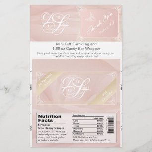 Prospectus 14 Cm X 21,6 Cm Thème Blush Barre de bonbons Wrapper et carte cade