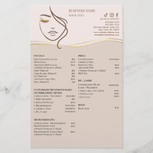 Prospectus 14 Cm X 21,6 Cm TRAITEMENTS DU VISAGE Dépliant de salon de beauté