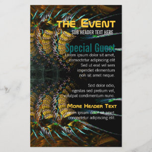 Prospectus 14 Cm X 21,6 Cm Trance Fractal Gold Feathers Party Flyers