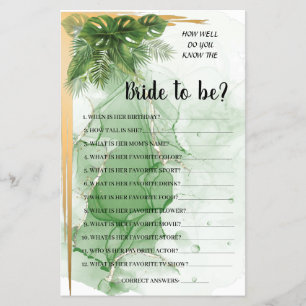 Prospectus 14 Cm X 21,6 Cm Tropical Palm Connaissez-vous le jeu Bride Shower