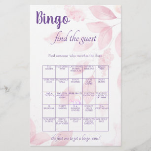 Prospectus 14 Cm X 21,6 Cm Trouvez le jeu de Bingo de la mariée pour les invi