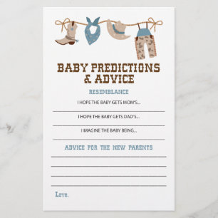 Prospectus 14 Cm X 21,6 Cm Western Cowboy Baby shower Conseils et prédictions