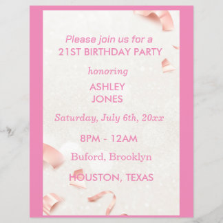 Prospectus 21,6 Cm X 24,94 Cm 21e anniversaire Rose rose or | Invitation de part