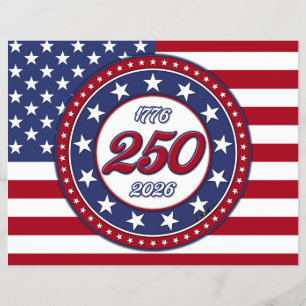 Prospectus 21,6 Cm X 24,94 Cm 250e anniversaire d'Amérique avec le drapeau des É