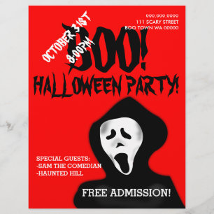 Prospectus 21,6 Cm X 24,94 Cm Affiche d'annonce de la fête Halloween Boo crâne