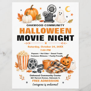 Prospectus 21,6 Cm X 24,94 Cm Affiche de soirée cinéma Halloween communautaire