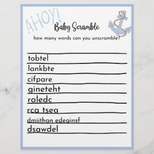 Prospectus 21,6 Cm X 24,94 Cm Ahoy Baby shower Game