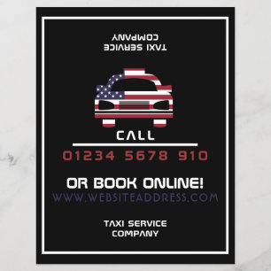 Prospectus 21,6 Cm X 24,94 Cm American Flag Taxi Cab Logo with Price List