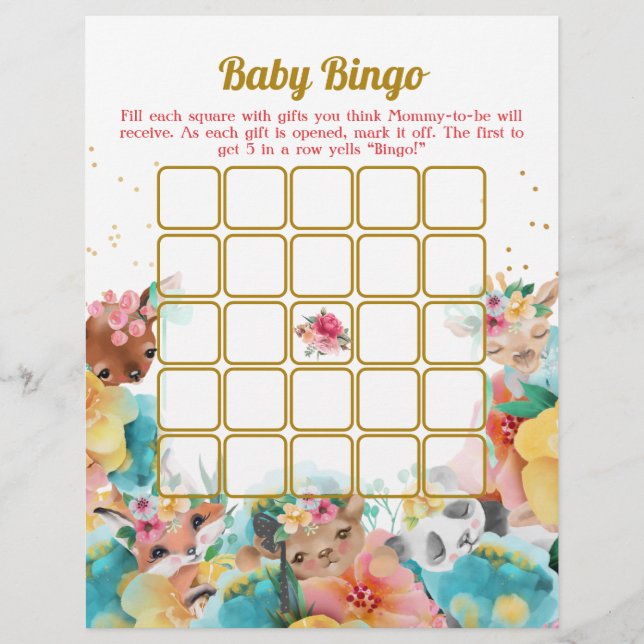 Prospectus 21,6 Cm X 24,94 Cm Animal Baby Bingo Et Nom Race Baby shower Jeu (Devant)