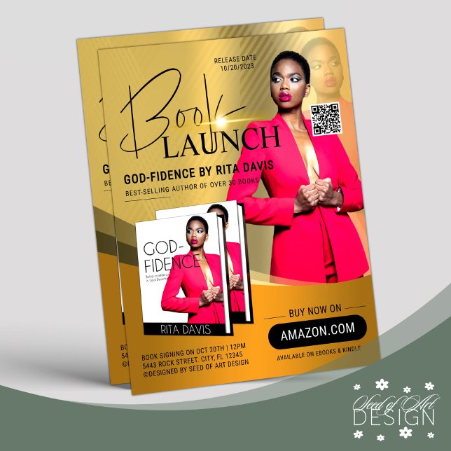 Prospectus 21,6 Cm X 24,94 Cm Annonce de lancement du livre professionnel Gold & (Créateur téléchargé)