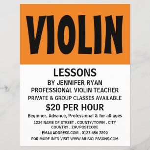 Prospectus 21,6 Cm X 24,94 Cm Annonces de publicité pour les leçons de violon