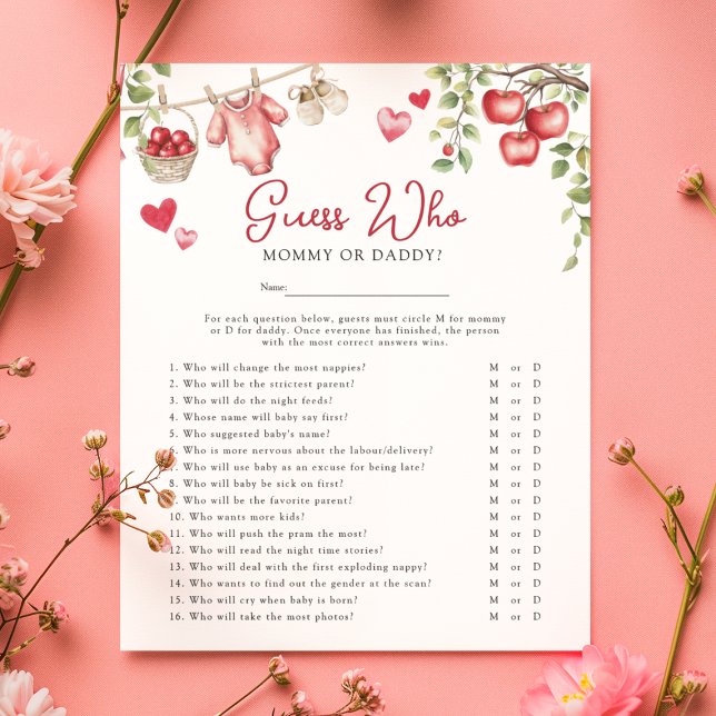 Prospectus 21,6 Cm X 24,94 Cm Apple De Notre Oeil 'Devinez Qui' Baby shower Jeu (Créateur téléchargé)