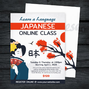 Prospectus 21,6 Cm X 24,94 Cm Apprendre le japonais Classe en ligne Flyer
