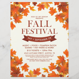 Prospectus 21,6 Cm X 24,94 Cm Autumn Leaves Frame Fall Festival Event Flyer