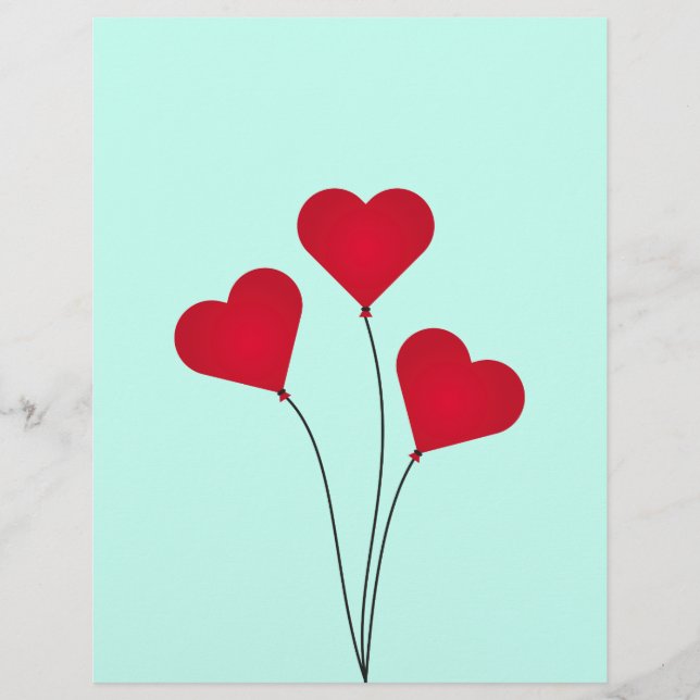 Prospectus 21,6 Cm X 24,94 Cm Ballons en forme de cœur mignons (Devant)