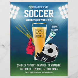 Prospectus 21,6 Cm X 24,94 Cm Bar Soccer Event Menu ajouter logo et photo