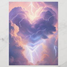 Beautiful heart of clouds and lightning. AI