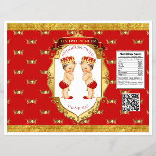 Prospectus 21,6 Cm X 24,94 Cm Bébé Garçon Twins Rouge Gold Chip Wrapper