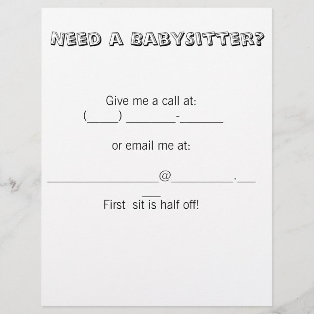 Prospectus 21,6 Cm X 24,94 Cm Besoin d'un BabySitter ? (Devant)