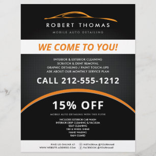 Prospectus 21,6 Cm X 24,94 Cm Black and Orange Auto Detailing, Car Wash Flyer