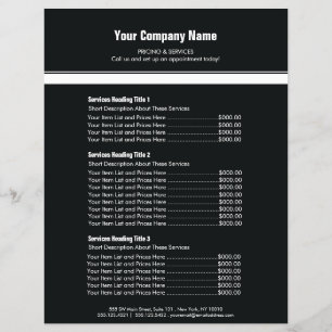 Prospectus 21,6 Cm X 24,94 Cm Black White Bordure simple tarif 3