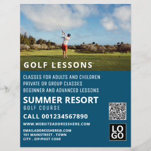 Prospectus 21,6 Cm X 24,94 Cm Blue Sky, GoIf Leçon Advertising Flyer