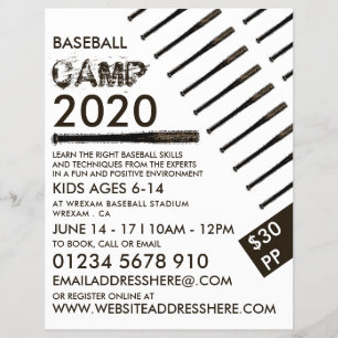 Prospectus 21,6 Cm X 24,94 Cm Bouddy Baseball Bat, Camp De Baseball Publicité