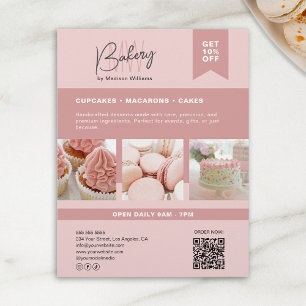 Prospectus 21,6 Cm X 24,94 Cm Boulangerie personnalisée Monogramme logo rose