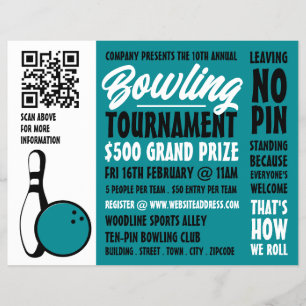 Prospectus 21,6 Cm X 24,94 Cm Bowling Ball & Pin, Tournoi de bowling à dix broch