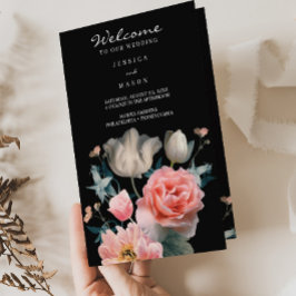 Prospectus 21,6 Cm X 24,94 Cm Brochure du programme de mariage floral romantique
