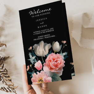 Prospectus 21,6 Cm X 24,94 Cm Brochure du programme de mariage floral romantique