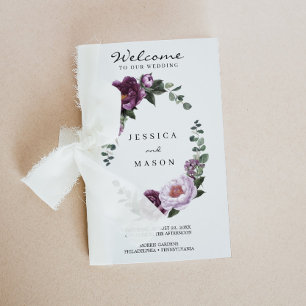 Prospectus 21,6 Cm X 24,94 Cm Brochure du programme de mariage Plum Peonies plié