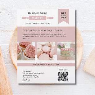 Prospectus 21,6 Cm X 24,94 Cm Brochure moderne rose blanc boulangerie affaires