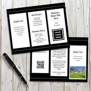 Prospectus 21,6 Cm X 24,94 Cm Brochure pliée du logo d'entreprise noir et blanc