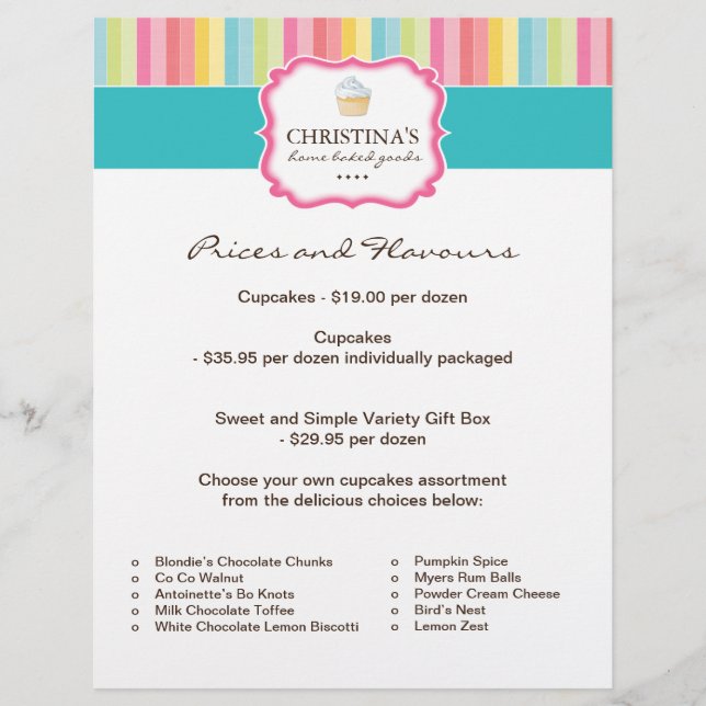 Prospectus 21,6 Cm X 24,94 Cm Brochure Tarifs de la boulangerie (Devant)