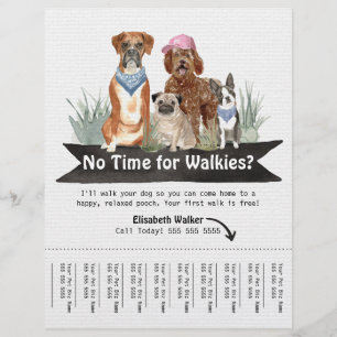 Prospectus 21,6 Cm X 24,94 Cm Brochure Whimsical Dog Walker avec Chiens Aquarell
