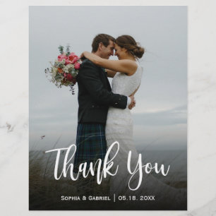 Prospectus 21,6 Cm X 24,94 Cm Budget moderne Script Full Photo Mariage Merci 
