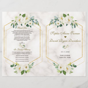 Prospectus 21,6 Cm X 24,94 Cm Burgundy Navy Floral Gold Frame Wedding Programme