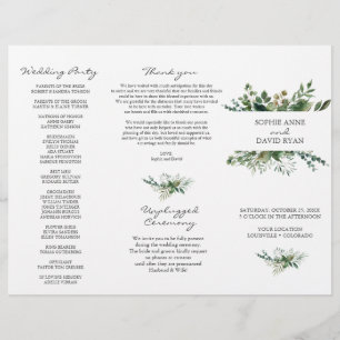 Prospectus 21,6 Cm X 24,94 Cm Cadre verdoyant Tri+Plier Mariage Programme