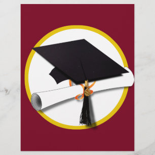 Prospectus 21,6 Cm X 24,94 Cm Casquette de fin d'études & diplôme - Fond rouge f