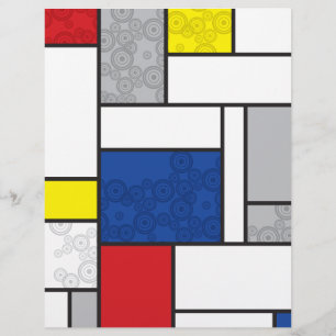 Prospectus 21,6 Cm X 24,94 Cm Cercles Rétro Mondrial Minimaliste De Stijl Mod Ar