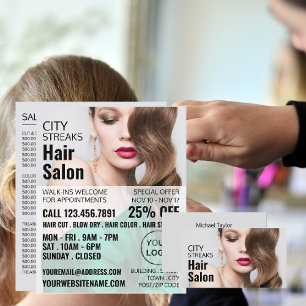 Prospectus 21,6 Cm X 24,94 Cm Cheveux bruns ondulés, Coiffeur, Publicité de salo