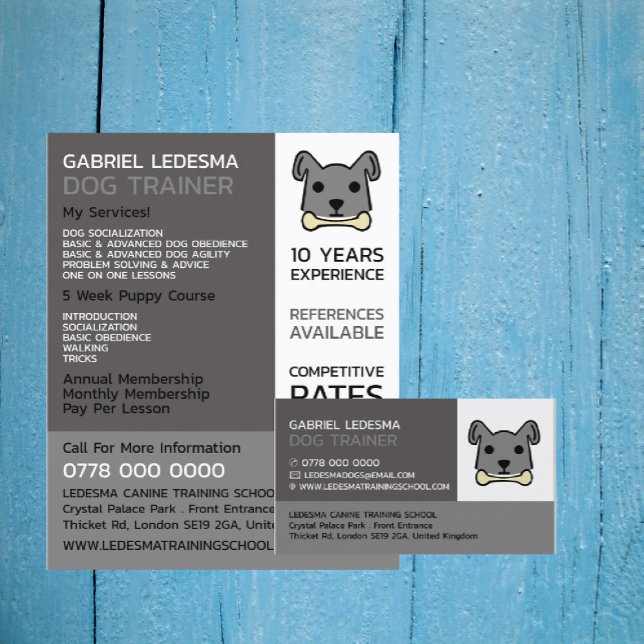 Prospectus 21,6 Cm X 24,94 Cm Chien gris, Entraîneur de chiens Publicité (Créateur téléchargé)