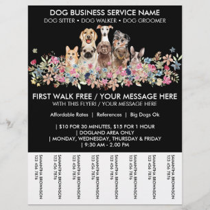 Prospectus 21,6 Cm X 24,94 Cm Chiens Noirs fleurs chiots mignons billets